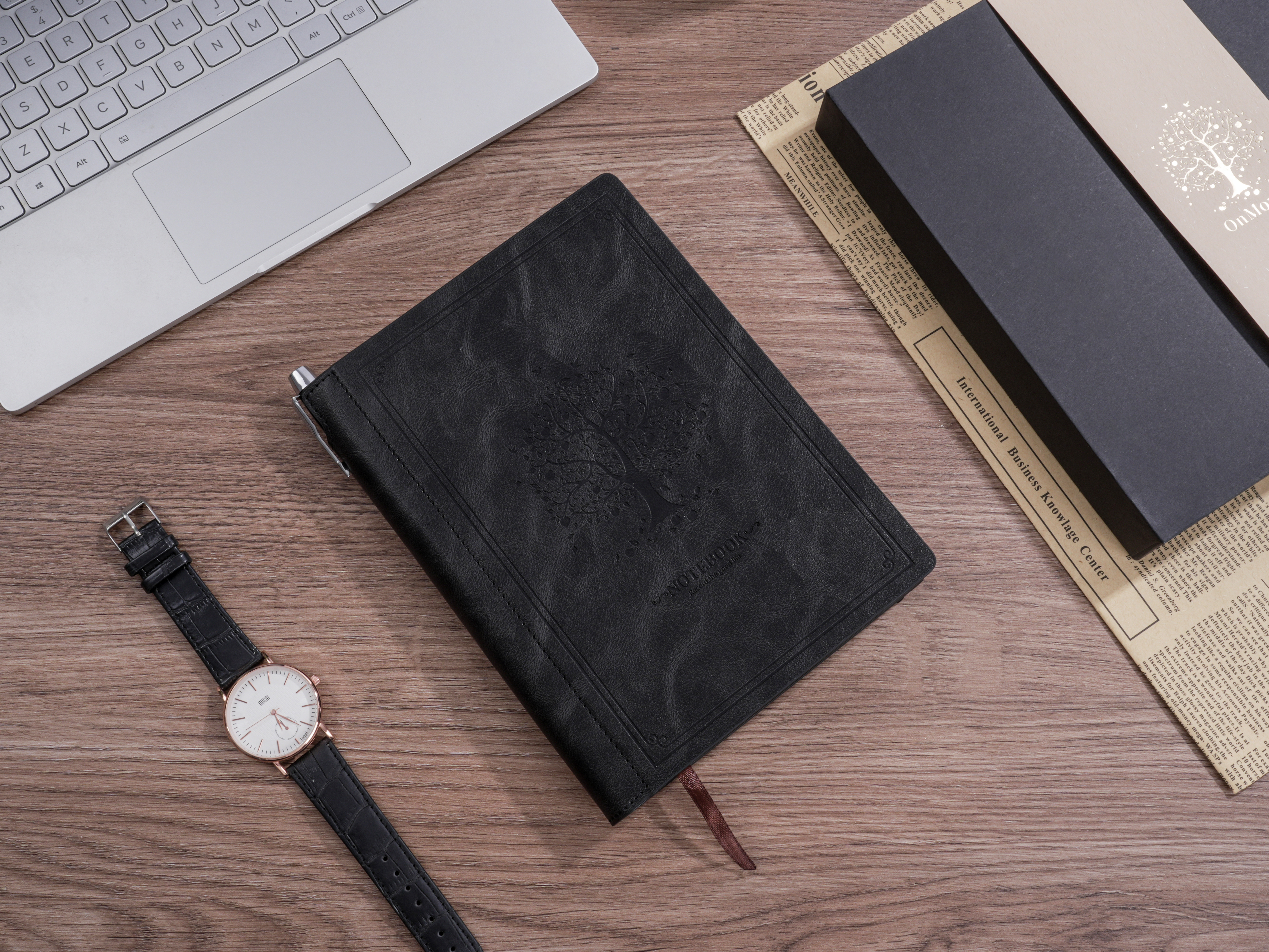 Embossed Tree Custom Leather Cover Notebook